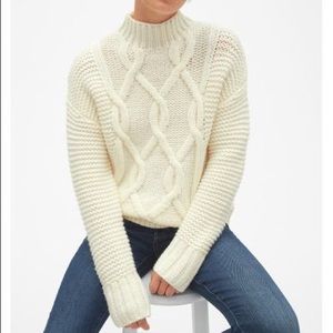 Gap Natural Textured Cable-knit Mockneck Sweater